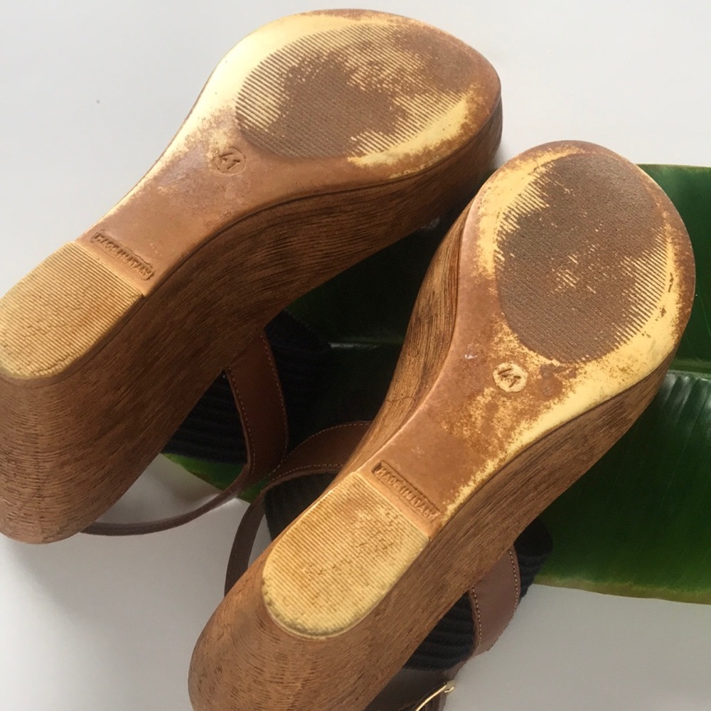 Italian shoemakers black wedge sandals - Picture 4 of 4